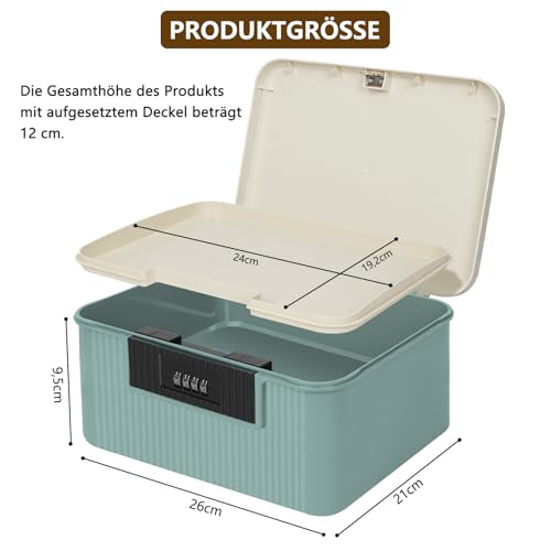 Boîte à médicaments verrouillable coffret à code ABS 2 couches bleu