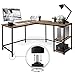 Produktbild MIADOMODO® Schreibtisch - L förmiger, Vintagebraun/Schwarz, Industriestil, 2 Ablagen, Kabeldurchführung, höhenverstellbar, Metallrahmen - Eckschreibtisch, PC Computertisch, Bürotisch, Homeoffice