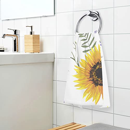 Zoeo Face Towel Set Of 2, Sunflower Lavander Daisy Spring Hand Towel Dish Towels Cotton Bath Decor Set For Kids 30X15 Inch Gym Yoga Towels #TOP5