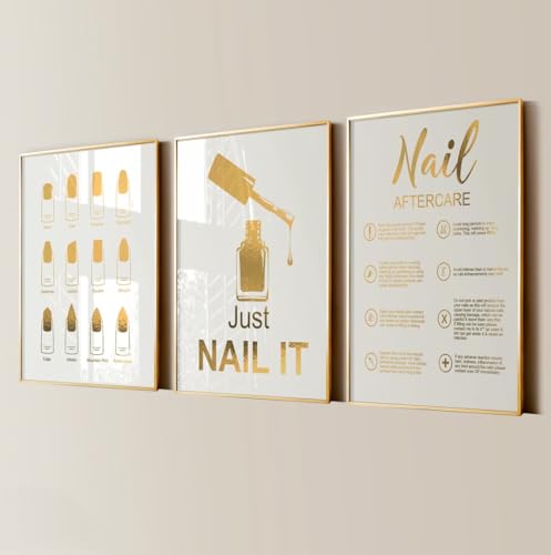 3 Pieces Just Nail It Poster Nail Art Manicure Prints