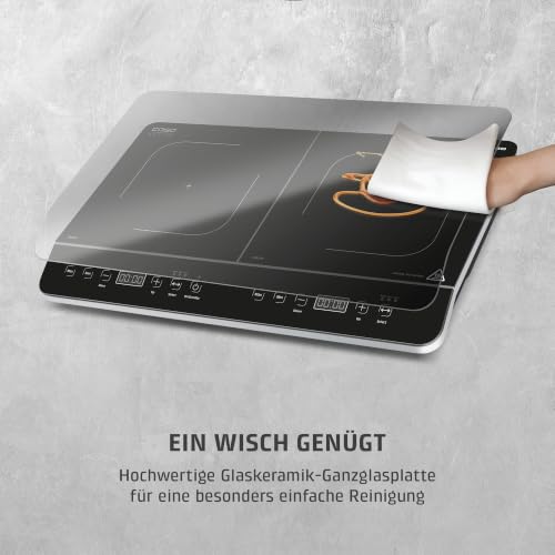 Foto von CASO Touch 3500 Induktionskochplatte doppelt mobil, Sicherheitsschalter, 60-240°C, 6 Stufen, Timer 180 Min., Töpfe bis 26 cm, 3500 Watt, Glaskeramik