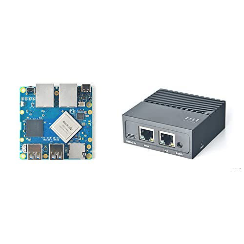 Nanopi R4SE Mini routeur de voyage portable OpenWRT avec deux ports Ethernet Gbit/s LPDDR4 4 Go de RAM + 32 Go eMMC Basé sur RK3399 Soc pour IOT NAS Smart Home Gateway Prise en charge Linux Ubuntu