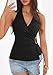 PRETTYGARDEN Womens Halter Top 2026 Spring Tie Wrap Sleeveless Ruched V Neck Fitted Summer Tops Backless Fashion Y2k Clothes (Black,Small)