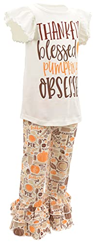 Image of Unique Baby 2 Piece Girls Double Ruffle Leggings and Short Sleeve Shirt Clothes Set Kid and Toddler Girl Outfit