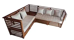 Immanuel Furniture and APHOLSTARY Works 4 Seater Sofa Set for Living Room Wood Material Teak Wood Model Number IMMANUZ03