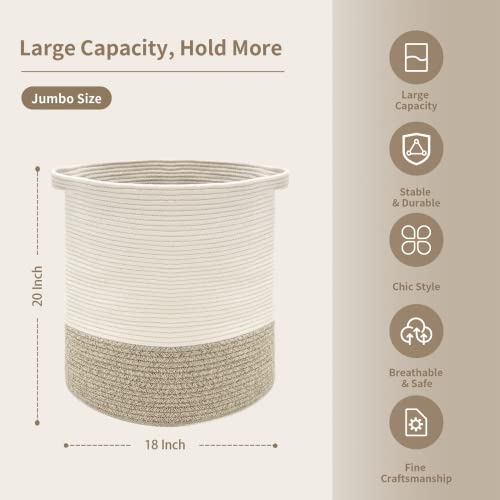 Xky Xxxlarge Baskets Laundry Hamper,Rope Storage Basket With Long Handles,Decorative Basket For Living Room,Woven Storage Basket For Toys Bin,Pillows, Blankets,Clothes-18X20In-Gradient Gradient Yellow #TOP1