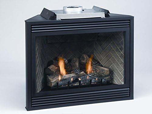 Empire Comfort Systems36" Direct-Vent LP Millivolt Control Fireplace with Logs, Burner, Tempered Glass, Herringbone Ceramic Fiber Brick, Millivolt Control with On/Off Switch, Power Outage Heat
