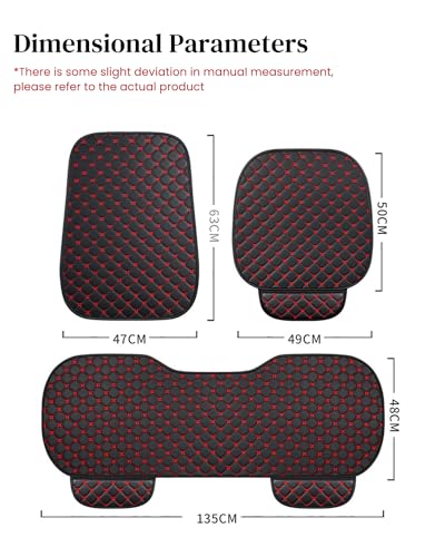 Image of STHIRA 3Pcs Car Seat Covers PU Luxury Front Seat Cushion Mat Fashion Car Seat Cover with Storage Pouch Long Rear Seat Cover Anti-Slip Car Seat Cover