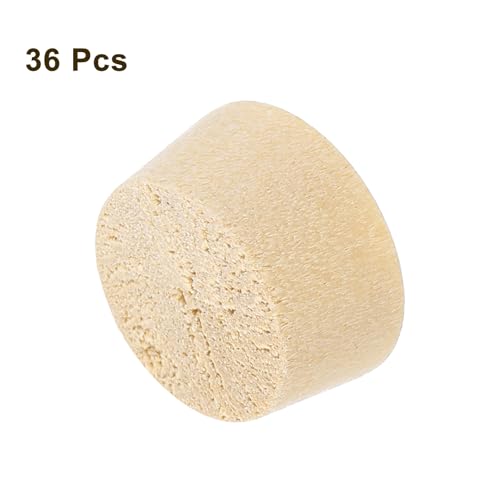 Image of uxcell 36Pcs Wood Button Plugs, 13.5mm /0.53 inch Flat Head Hardwood Screw Hole Plug Wooden Caps Buttons Wood Plug for Furniture Woodworking Craft Decor (15mm x 13.5mm)