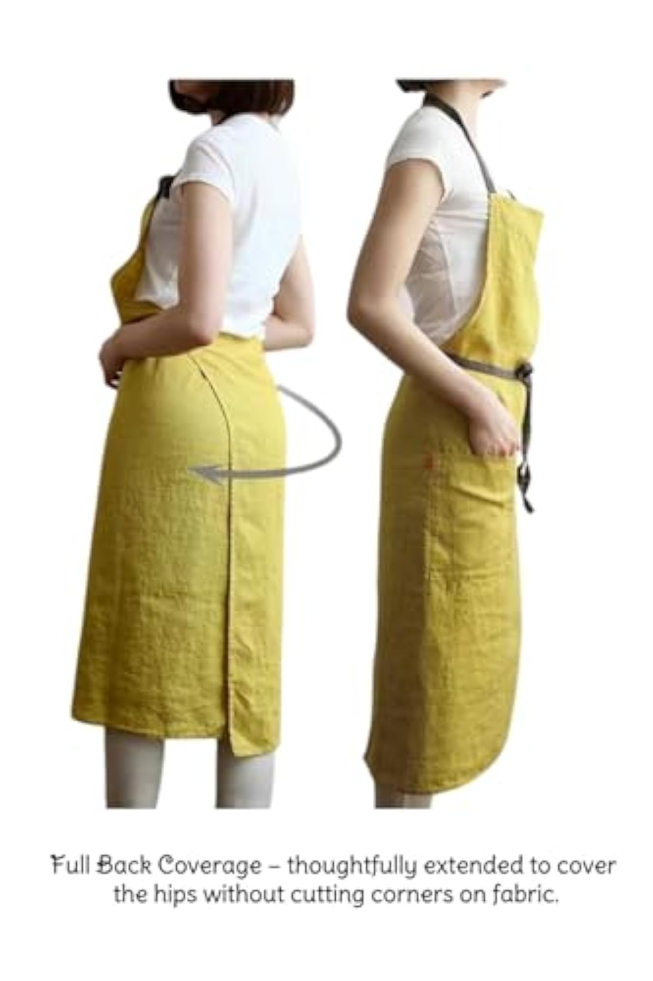 Linen Bib Apron with Pockets for Women, Cooking Kitchen