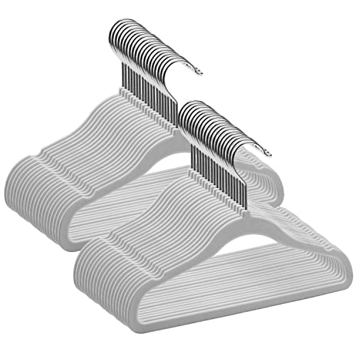 Image of GoodtoU Kids Hangers Velvet 50 Pack Baby Hangers for Closet Non Slip Childrens Infant Hangers Grey