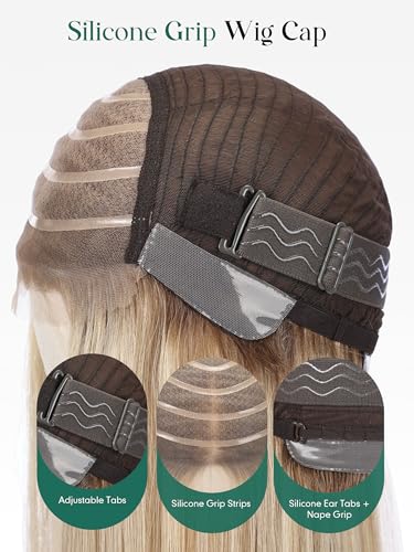 Image of 7x4 HD Swiss Lace Front Wig for White Women, Blonde Straight 100% Remy Human Hair Bob Wig for Daily Use (20 Inch)