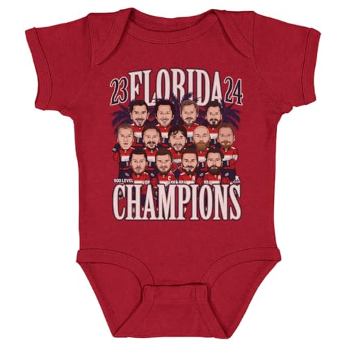 500 LEVEL Florida Panthers 2024 Stanley Cup Champions One-Piece Infant Bodysuit (Red, 6M)