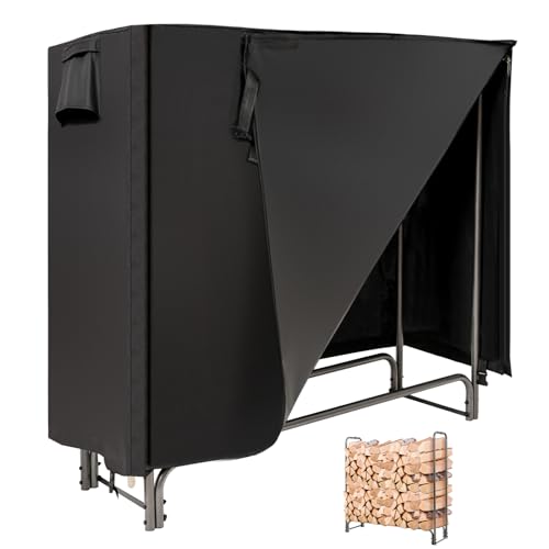 GOPLUS Porte-Bûches Extérieur 122,5CM/153CM/192CM/240CM, avec Housse en PVC 600D Imperméable, Range-bûches Bois Chauffage Hauteur 122,5CM Extérieur, Noir(122,5x35,5CM)