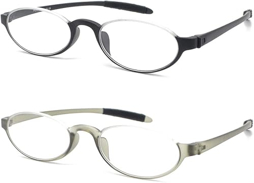 Miniatura 2 de Lentes de lectura flexibles, lectores ligeros (plástico elástico), aumento de marco medio redondo para hombres y mujeres