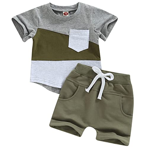 Image of Mubineo Infant Toddler Baby Boy Summer T Shirt Shorts Outfits Short Sleeve Tee Tops Clothes Set