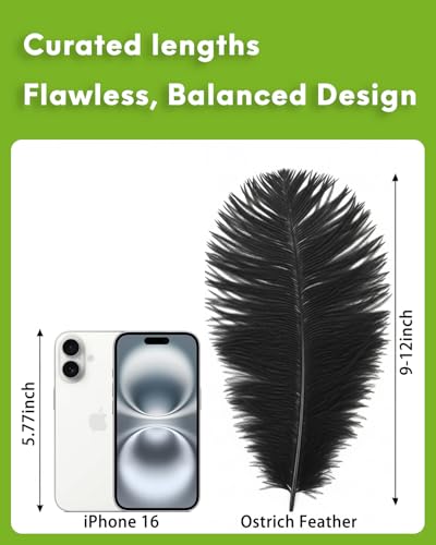 NEWONG 30pcs Black Ostrich Feathers Natural Bulk 9-12inch(23-30cm) Vase Craft Wedding Home Party Centerpieces Christmas Day Decoration - Image 3