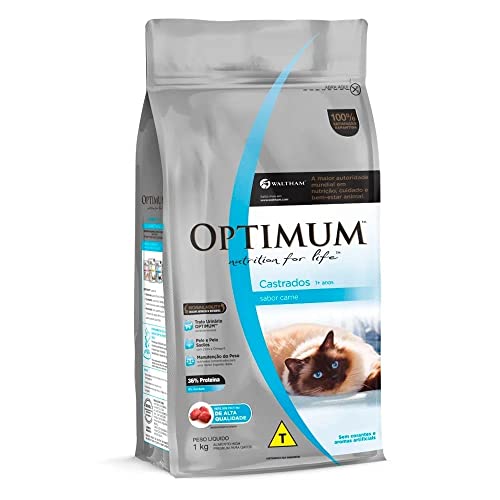 Ração Optimum para Gatos Adultos Castrados 1+ anos Carne