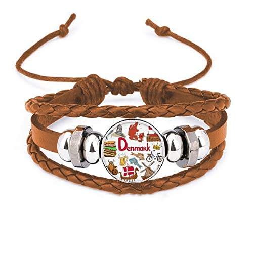 Bracelet cuir drapeau Danemark pour vos événements sportifs