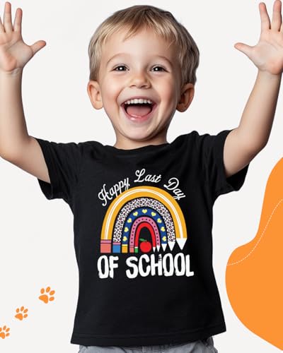 Last Day of School Shirt, Toddler Boys Girls Kids Graduation Shirts, Happy End of School Year Funny Graphic Tee Tops, 2-8T2
