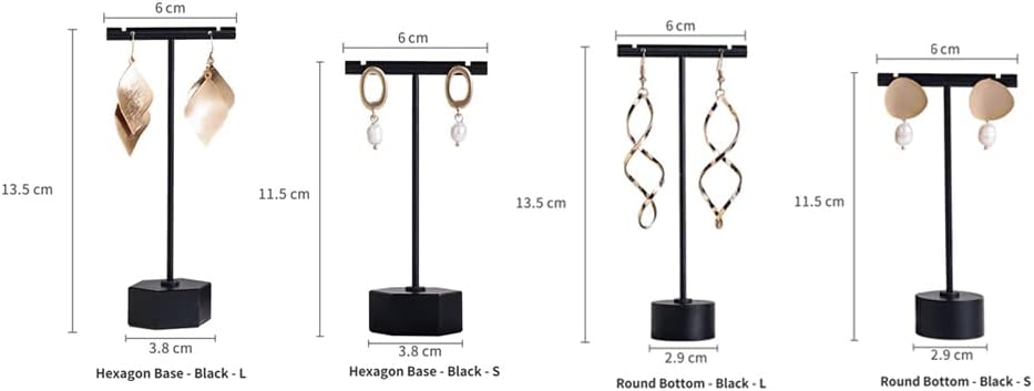 GISELA D 4Pcs Black Metal Earring T Bar Stand Retail Display Holders for Show, Jewelry Online Stores Photography Display Props (Black 4pcs)