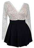 eVogues Plus Size Lace Overlay Romper Dress Ivory - 2X