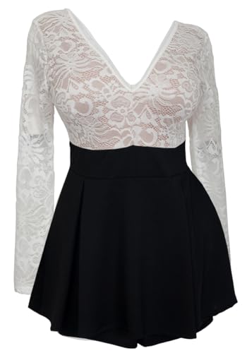 Image of eVogues Plus Size Lace Overlay Romper Dress