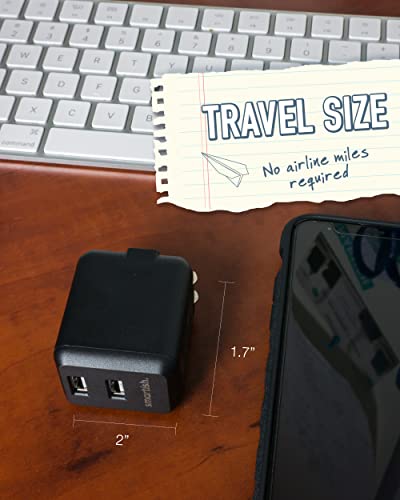 Image of Smartish 2 Port USB Wall Charger - Charge Shack Maximum Speed 4.8 Amp Quick Charger Compatible with iPhone Android and All USB Devices (Silk) - Black