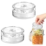 Exquilnova 2 Stück Fermentiergewichte(7 cm), Glasgewichte zum Fermentieren mit Griff von Gemüse in Salzlake, Glas Gewichte zur Fermentation von Kimchi, Sauerkraut zum Auspressen überschüssiger Lake