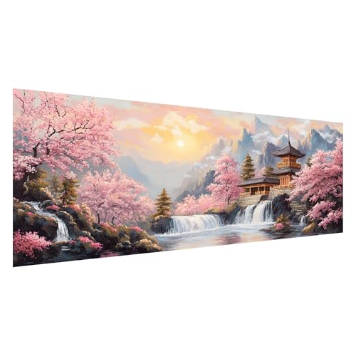 Pavemlo 5D Large Diamond Art Kits for Adults Waterfall, Full Drill Big Diamond Painting Kits Landscape Pictures Paint with Diamonds, Cross Stitch Art Rhinestone Craft for Home Wall Decor 12x31.5 inch