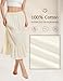 BEAUZSUZSANA Women 100% Cotton Half Slip Dress for Under Dresses Long Underskirt Non Cling (Beige-85cm,XL)