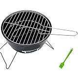 Tischgrill Grill für Garten Picknick Party Outdoor Klapp tragbarer Mini Grill Holzkohle Edelstahl Net Grill Runder Ofen Klein