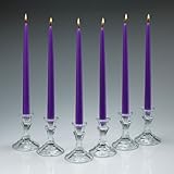 Elegant lavender Unscented Taper Candles 12 Inch Tall 3/4 Inch Thick Set of 12 Burn 10 Hours