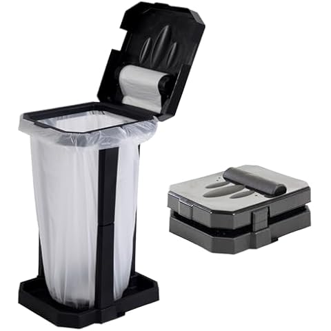 Collapsible Trash Bag Holder with Reinforced Legs and Bonus Inner Storage Compartment, Portable Trash Can, Outdoor Waste Bin with 20 Bags Included for Camping, RV, Picnic, and Home Use Cover
