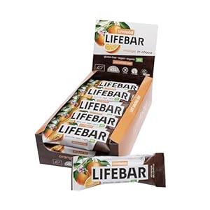 Lifefood Lifebar InChoco Riegel RAW BIO Energieriegel mit Schoko-Überzug, Rohkost, Vegan, Bio, Glutenfrei, Ohne Zuckerzusatz, Roh, Biologisch angebaut – 15er Pack (15 x 40 g) (Orange)