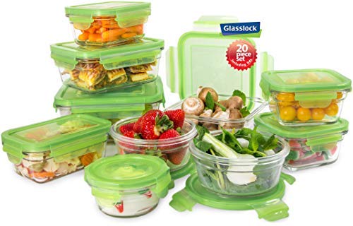 Tempered Glasslock Storage Containers 20Pc Set Green Lids Microwave & Oven Safe Airtight Anti Spill Proof #TOP4