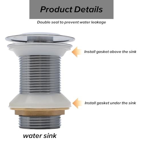 Image of Sink Drain Gasket - Universal Basin Replacement Parts, Thickened Silicone Sealing Ring, Drainage Plug Stopper Tool for Vessel Bathroom Kitchen, 2 Sets