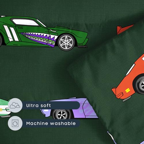 Image of Wake In Cloud - Toddler Nap Mat with Pillow and Blanket, for Kids Boys Ages 3 Plus in Kindergarten Daycare Preschool, Roll Up Sleeping Bag, Race Cars Vehicles