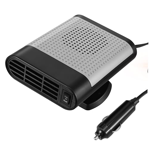 Balacoo Calefactor Coche Portátil con Base Giratoria para Descongelar y Desempañar Parabrisas Calentador Seguro y Versátil para Invierno Compatible con Vehículos y Caravanas