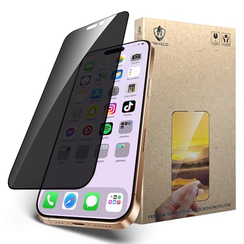 Image of IQShield My-View Privacy Screen Protector Tempered Glass Guard for iPhone 16 Plus and iPhone 15 Plus, 9H Hardness, 2-Way Anti-Spy, Case Friendly [1 Pack]