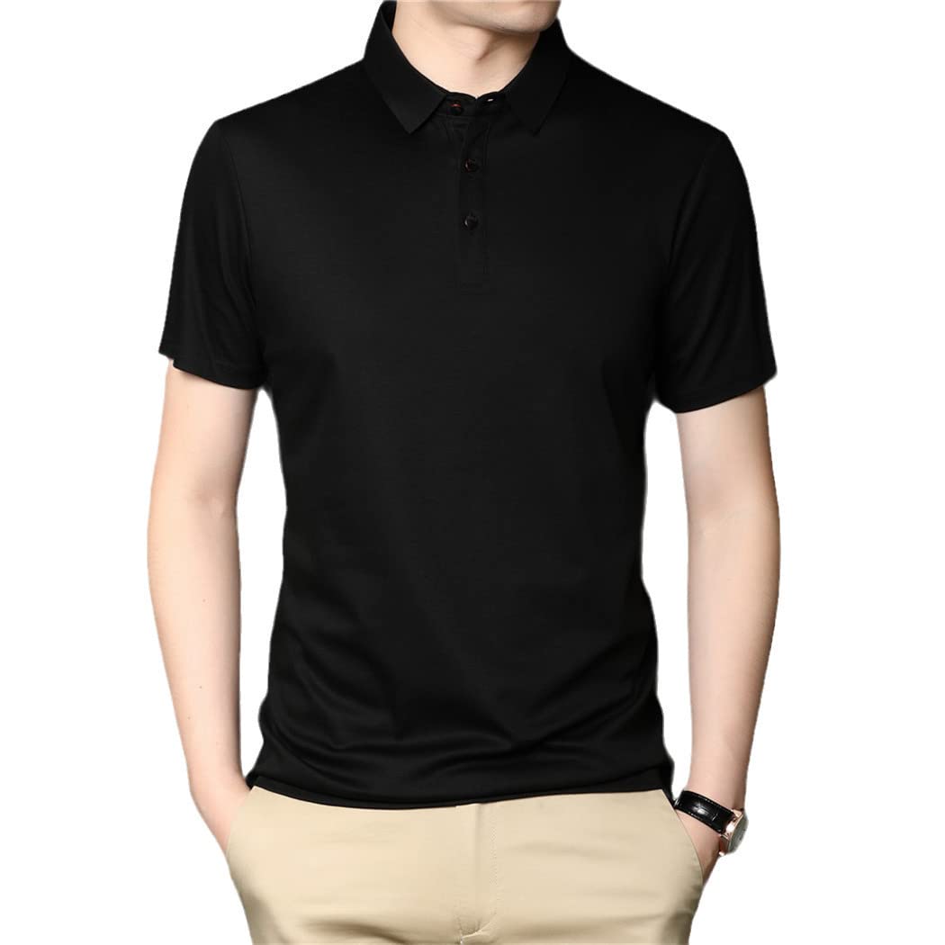 Polo d'été homme noir en coton manches courtes coupe classique L - 6