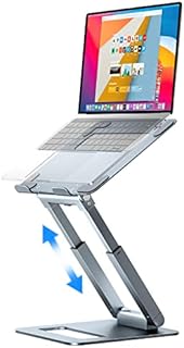 Laptop Stand for Desk Adjustable Height, Ergonomic Sit Stand Computer Stand for Good Posture, Aluminum Standing Laptop Riser for Protecting Spine Compatible with MacBook Pro, All Laptops 10-17"-Gray