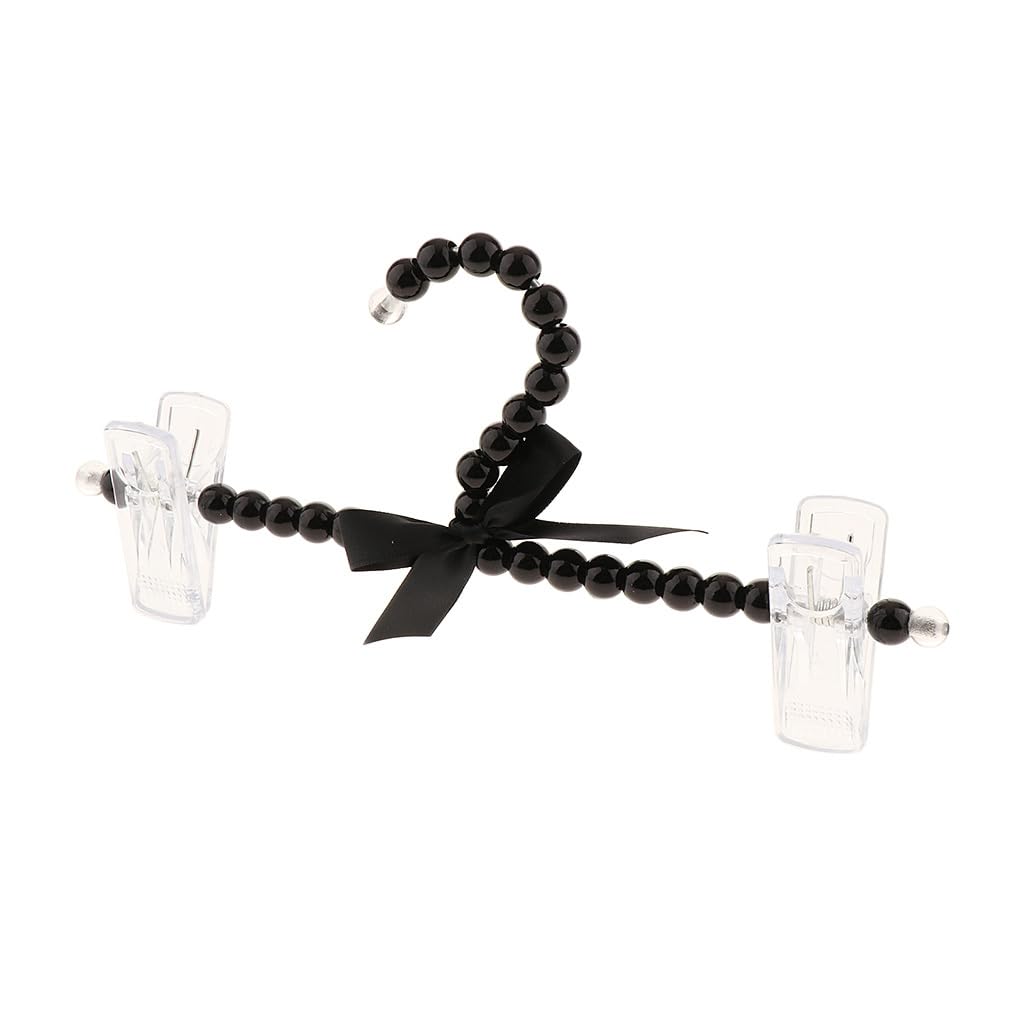 PIXZCSA Imitation Hook Hangers Wedding Hangers With Hanger Hanger Resistant Lightweight And Imitation Pearls Hook, Black, 24cm
