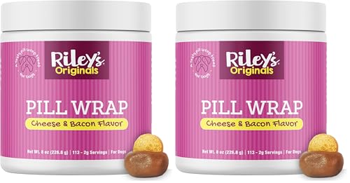 Riley's Pill Wrap for Dogs - Delicious Cheese & Bacon Flavored Pill Paste for Dogs - Wrap Pills, Capsules, Tablets in a Pocket or Pouch to Mask The Taste & Make Medicating Easy - 8 oz (Pack of 2)