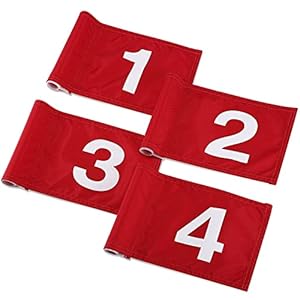 TOBWOLF 4PCS 15x22cm / 5.9×8.7in Golf Flags with Tube Inserted, Portable 420D Nylon Putting Green Golf Flag, Practice Golf Target Flag Training Numbered Putting Golf Pin Flag for Yard Indoor Outdoor