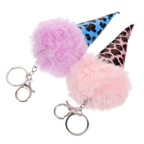 HONMEET Porte-clés En Peluche En Forme De Cornet De Glace Imprimé Léopard Décoration De Unique Pour Maman Anniversaire Saint-valentin Aléatoire