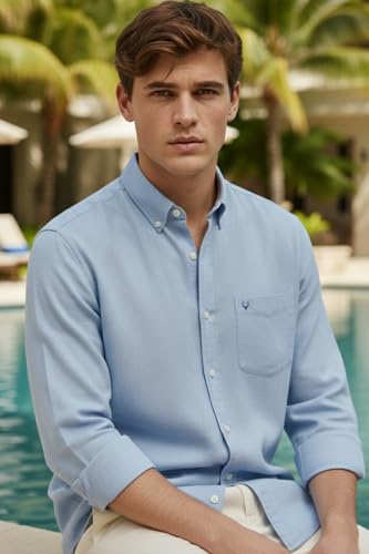 Image of Allen Solly Men's Cotton Buttoned Down Shirt | Classic Fit, Soft Breathable Fabric, Smart Casual & Office Wear