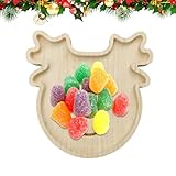 Tablero De Embutidos Navideños - Tabla De Quesos Navideños De 19,6x19x1,7 Cm, Tablero De Exhibición De Quesos De Reno Navideño De Madera | Bandeja De Servicio Navideña Resistente A La Humedad Para Car