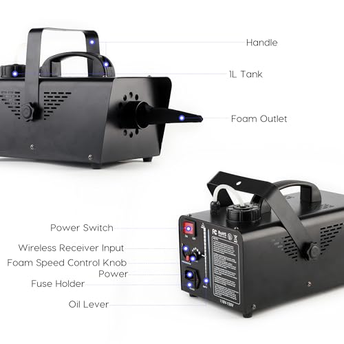 jdr 800w snow machine wireless remote control auto mode portable foam machine for partiesoutdoor kids wedding stage effect indoor christmasparades snowflake maker with fuse protection