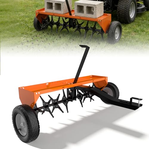 48" Tow Behind Lawn Aerator with 32 Knives and Heavy Tires
